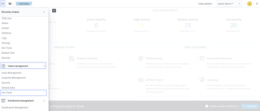 Access the Wazuh indexer API from the dashboard