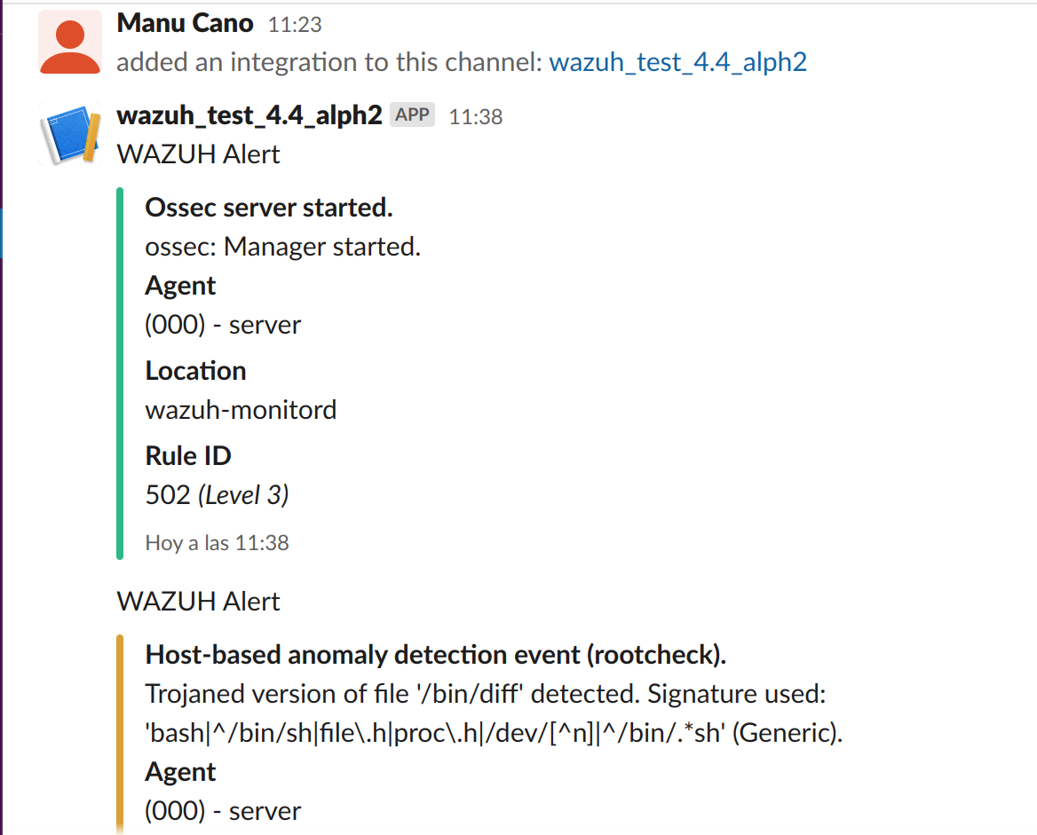 Alerts in selected Slack channel