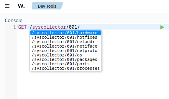 Server management > Dev Tools