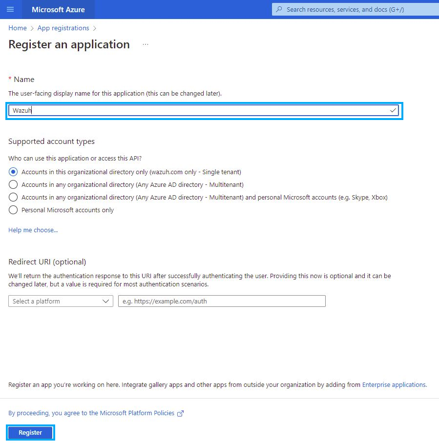 Azure – Register app