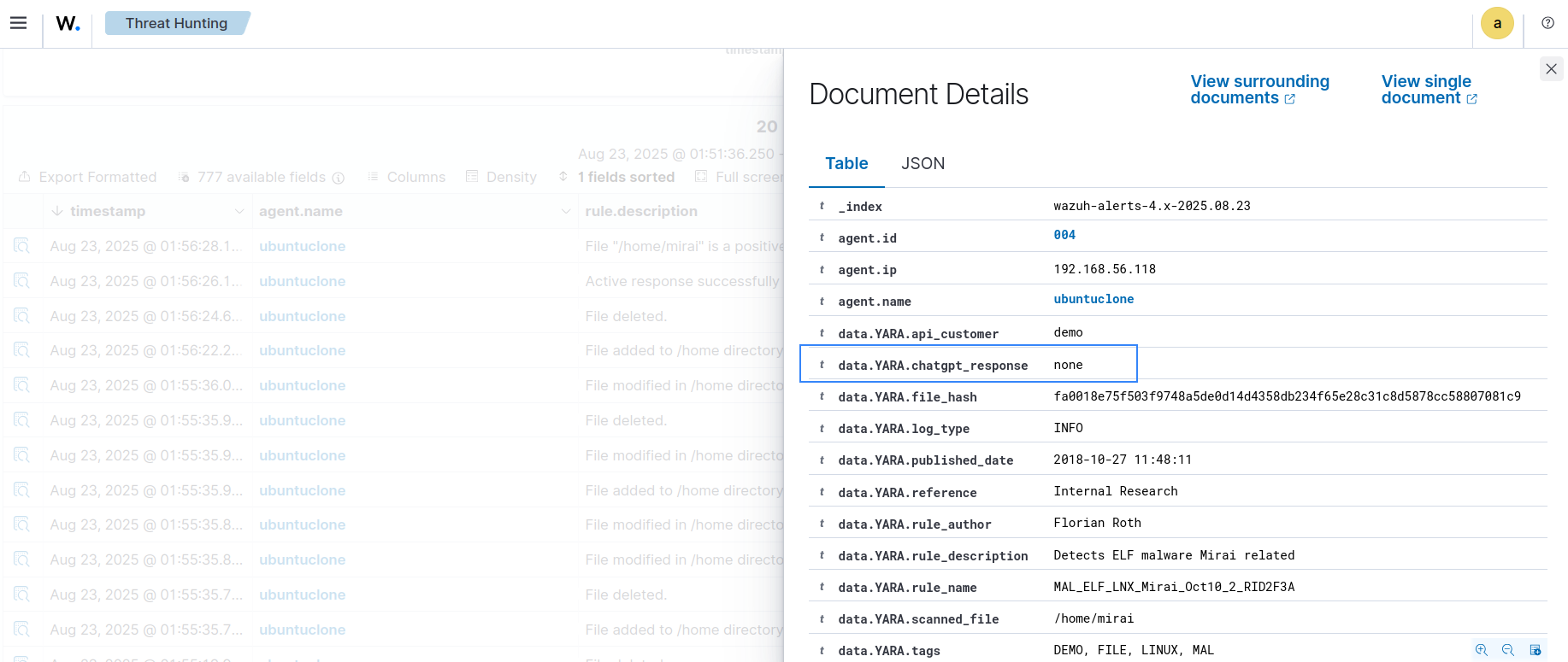 ChatGPT context none in alert with YARA