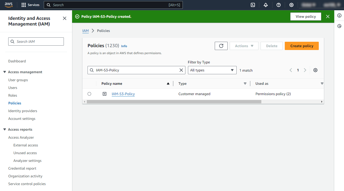 Confirm policy creation