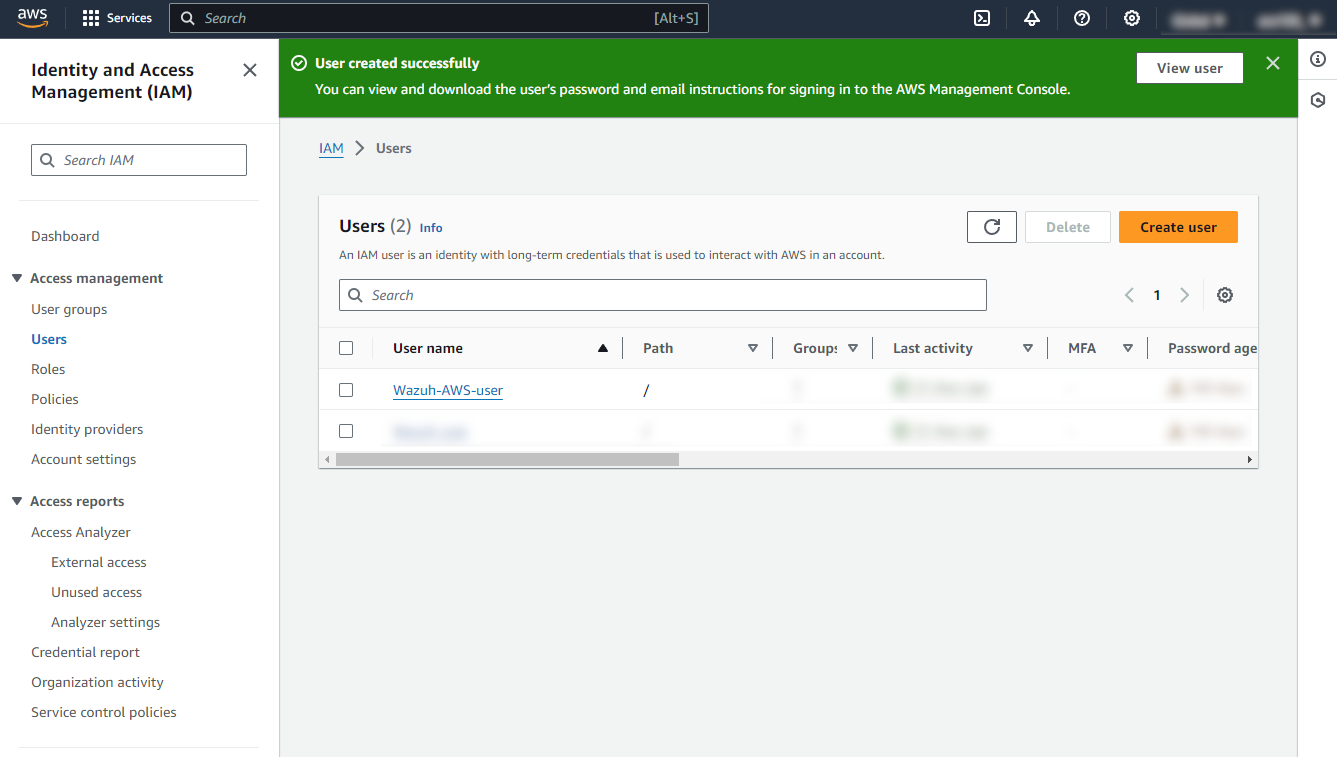 Confirm user creation