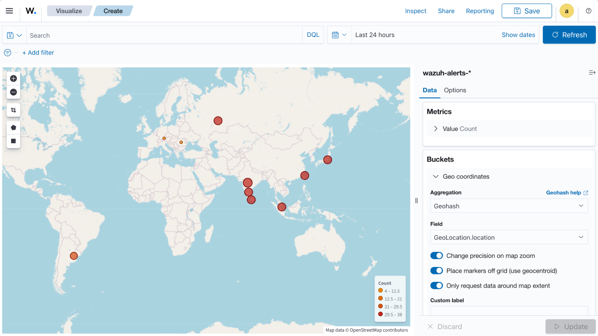 Create coordinate map visualization – Update button