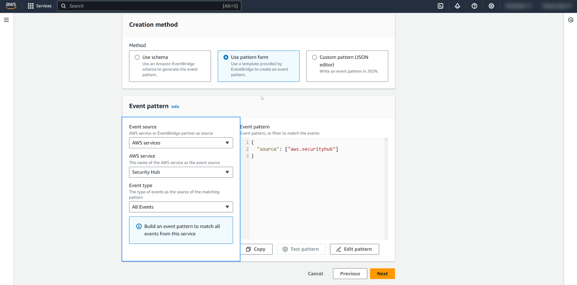 Create EventBridge rule