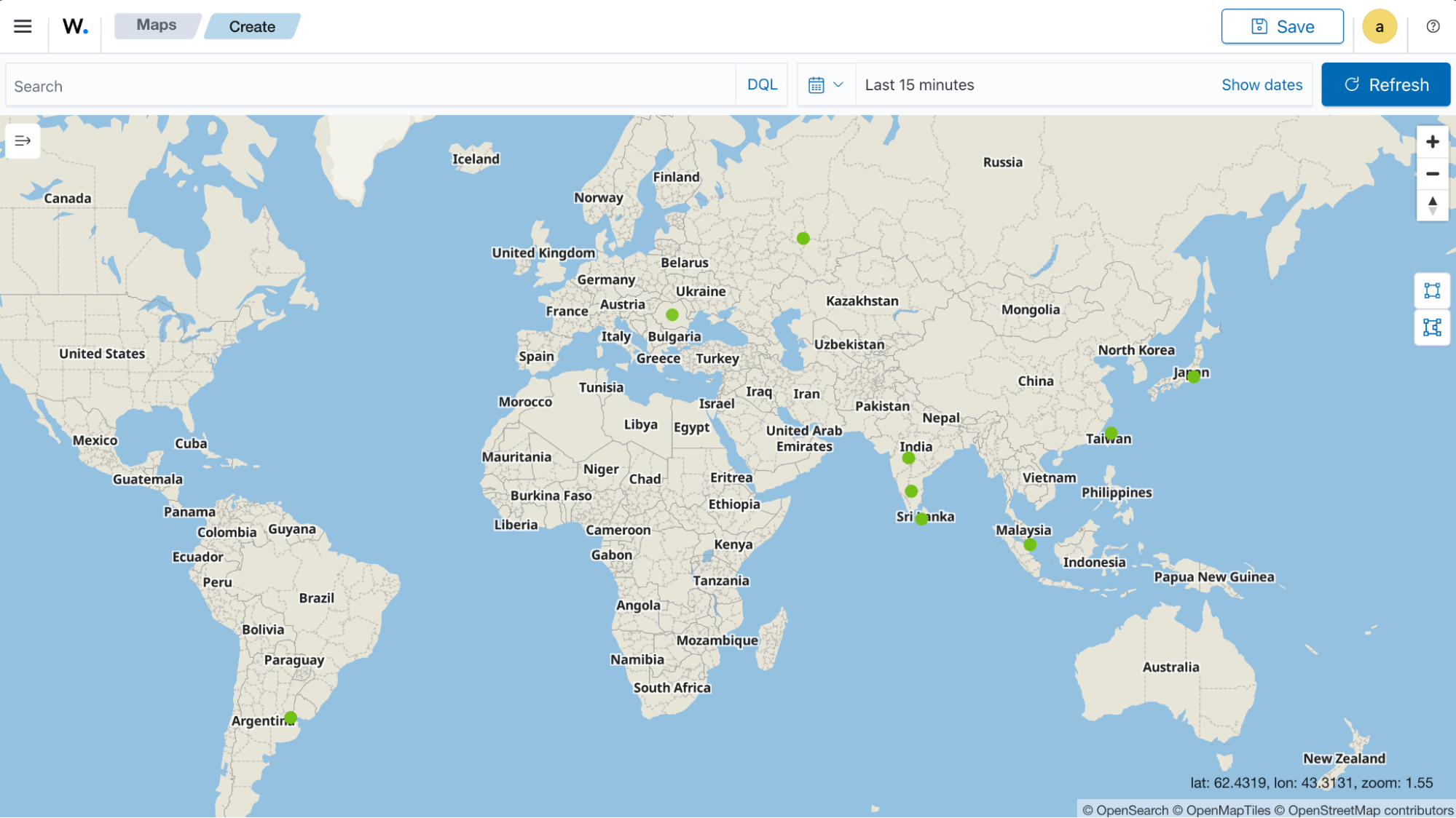 Create map visualization – Update button