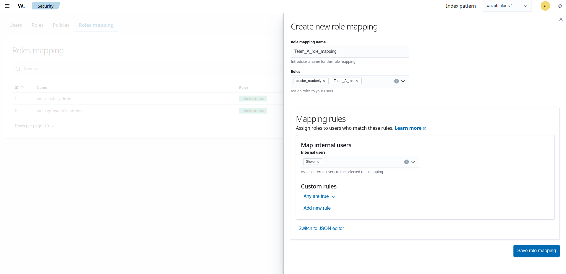 Creating a new role mapping