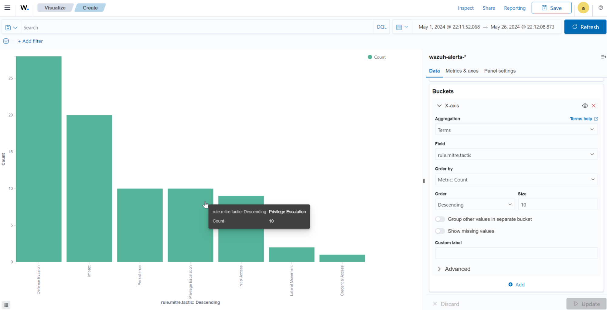 Create vertical bar visualization – Update button