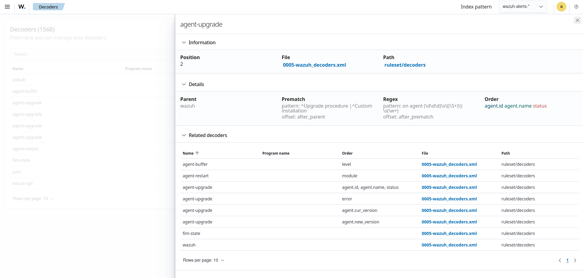 Details of the default agent-upgrade decoder