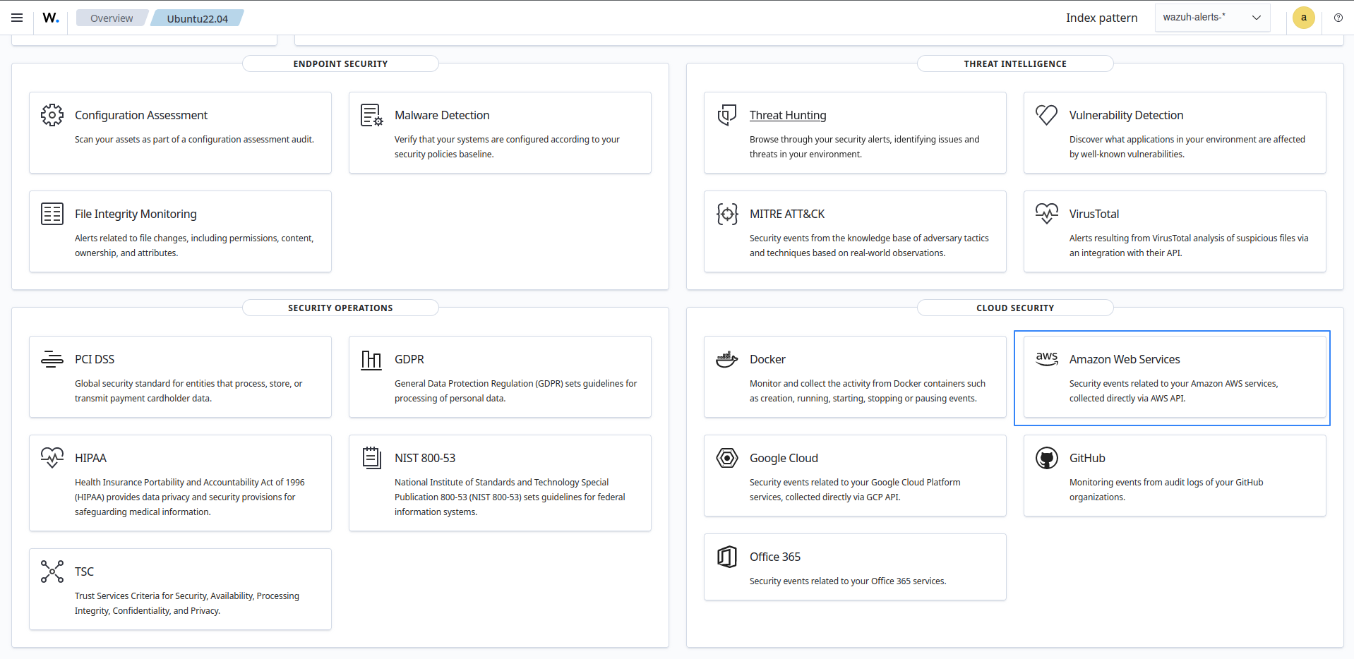 Enabling AWS module in the Wazuh dashboard