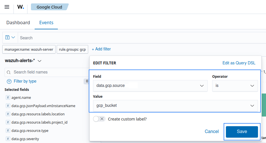 Filter Google Cloud storage and usage logs – Source