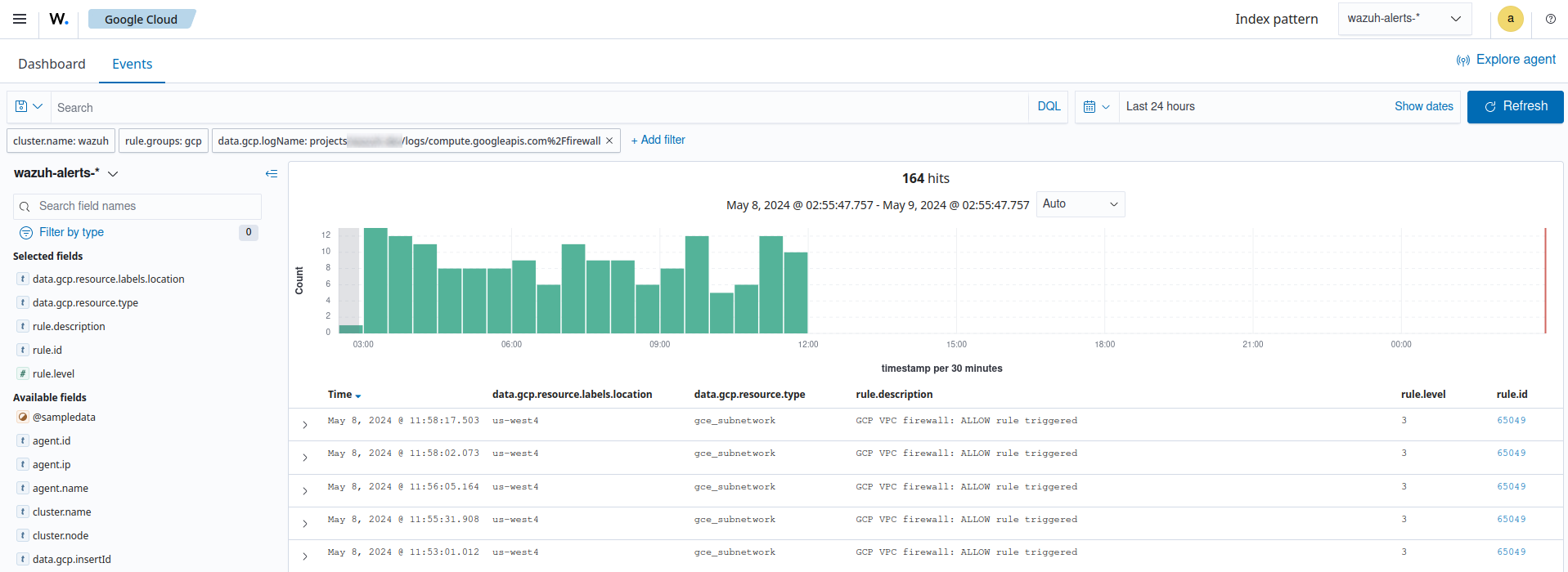 Available firewall logs