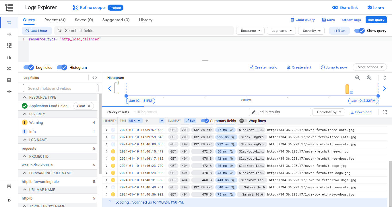 Query Logs Explorer – Load balancer