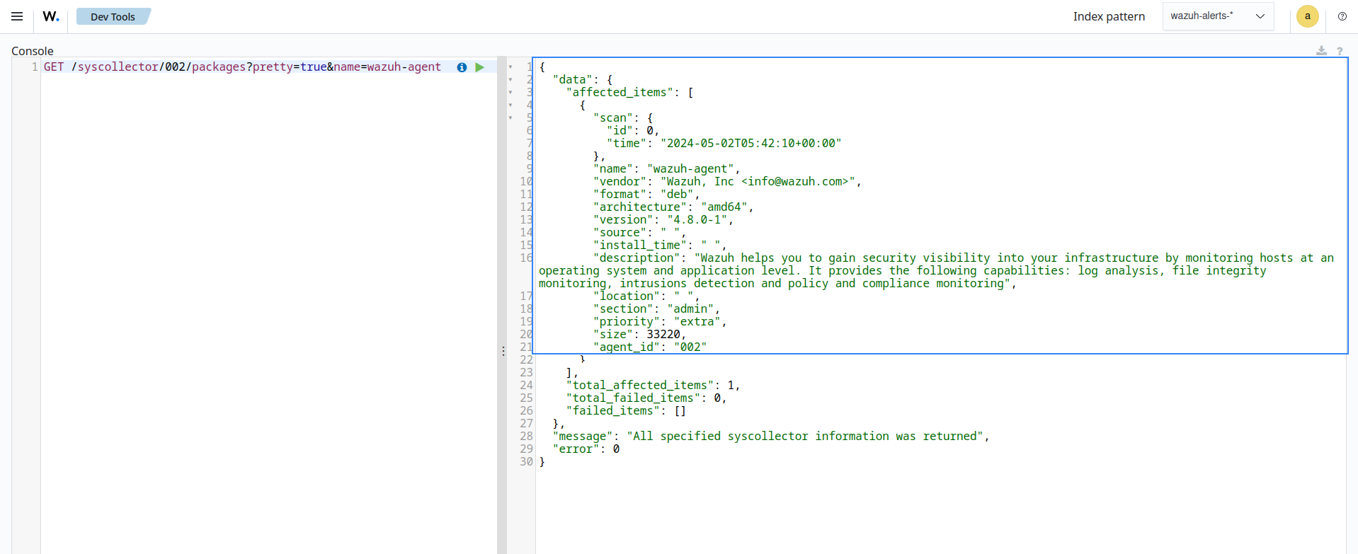 Querying the package inventory using the Dev Tools