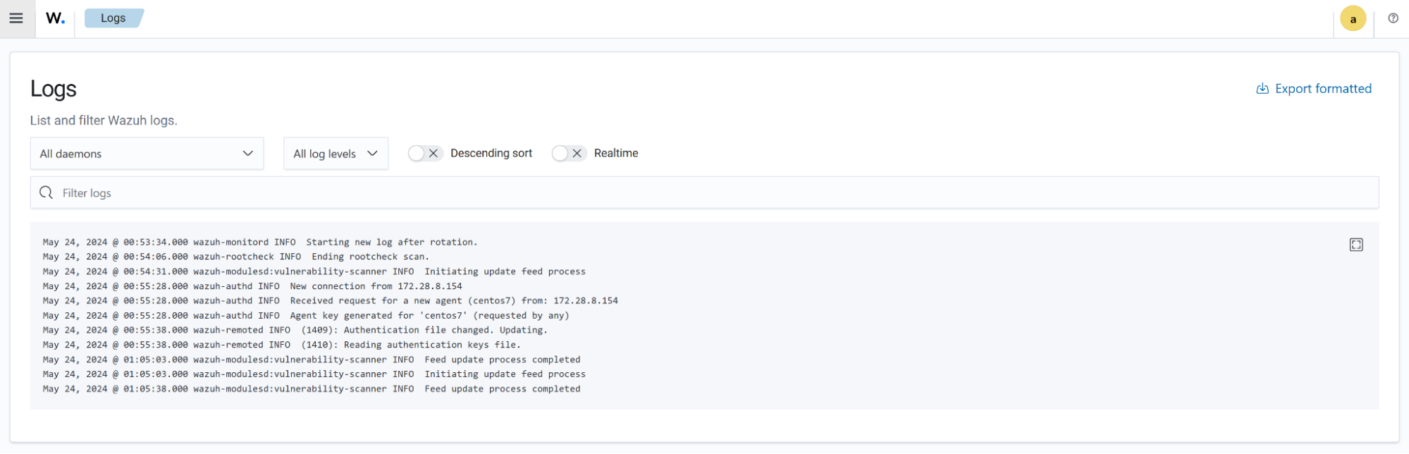 Navigating the Wazuh dashboard: Logs