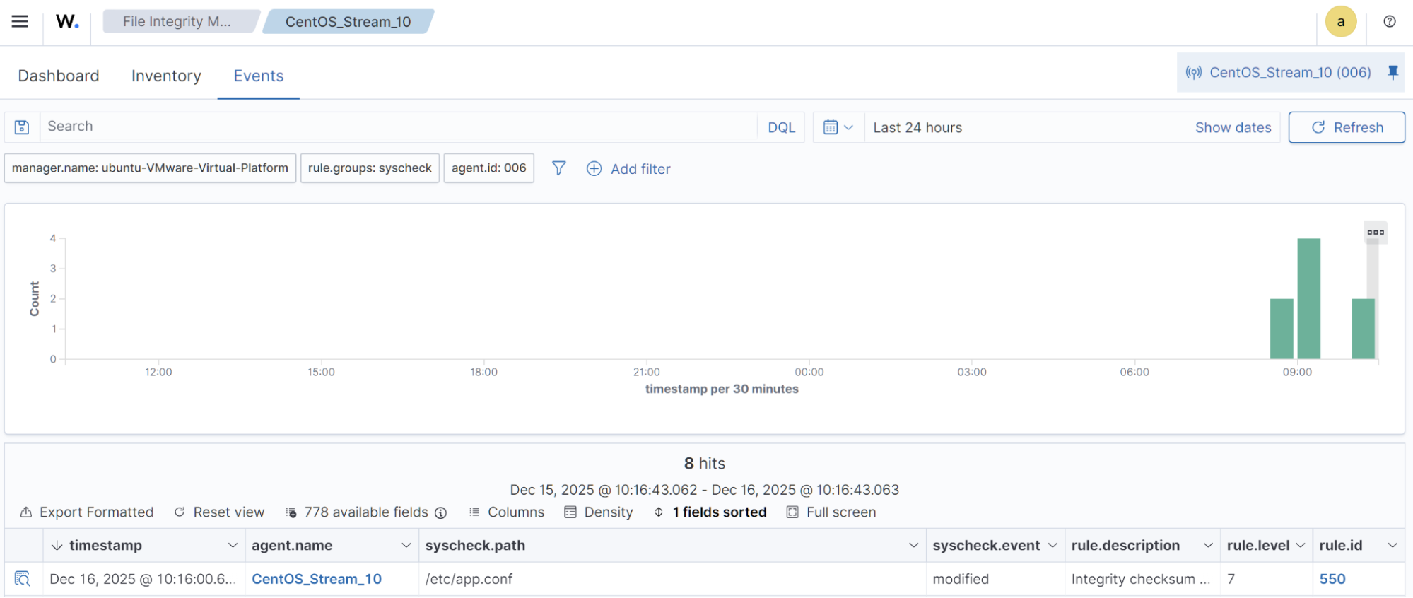 Modification of the configuration file