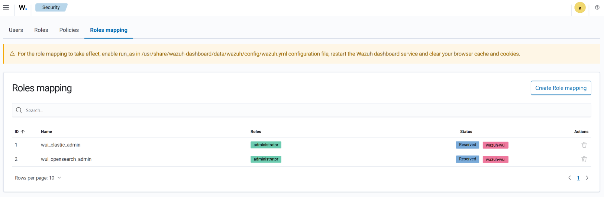 Navigating the Wazuh dashboard: Security: Roles mapping
