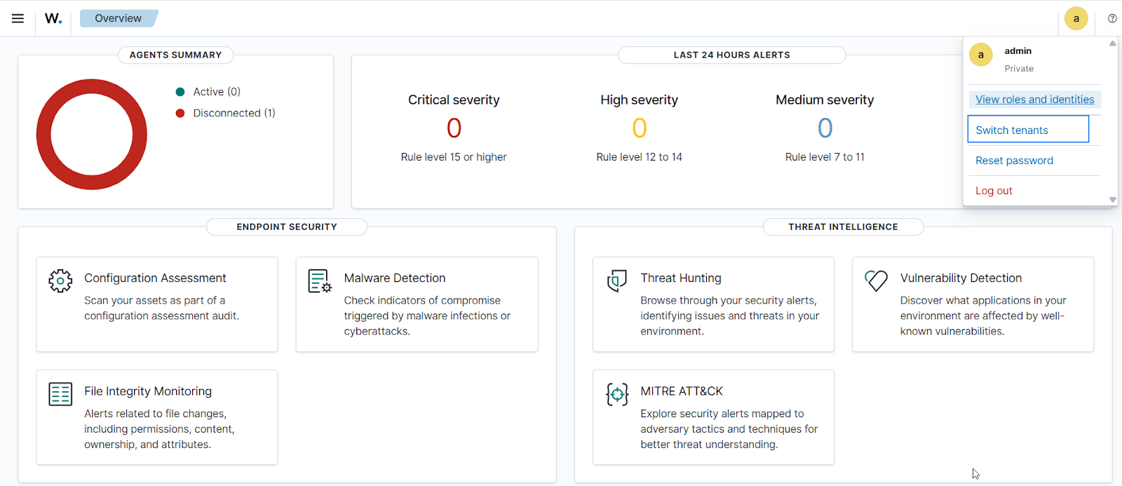Tenant selection dropdown