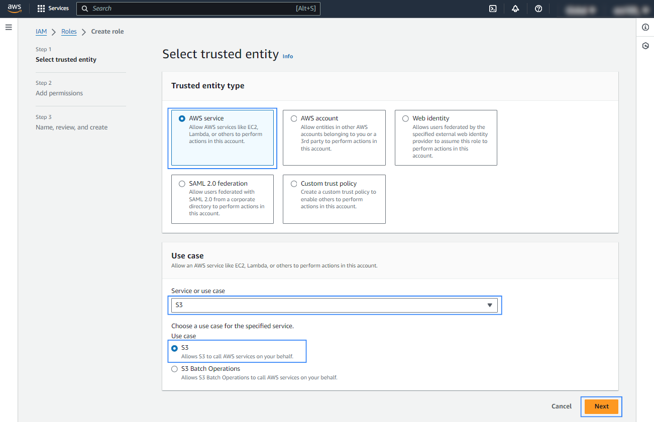 Select trusted entity