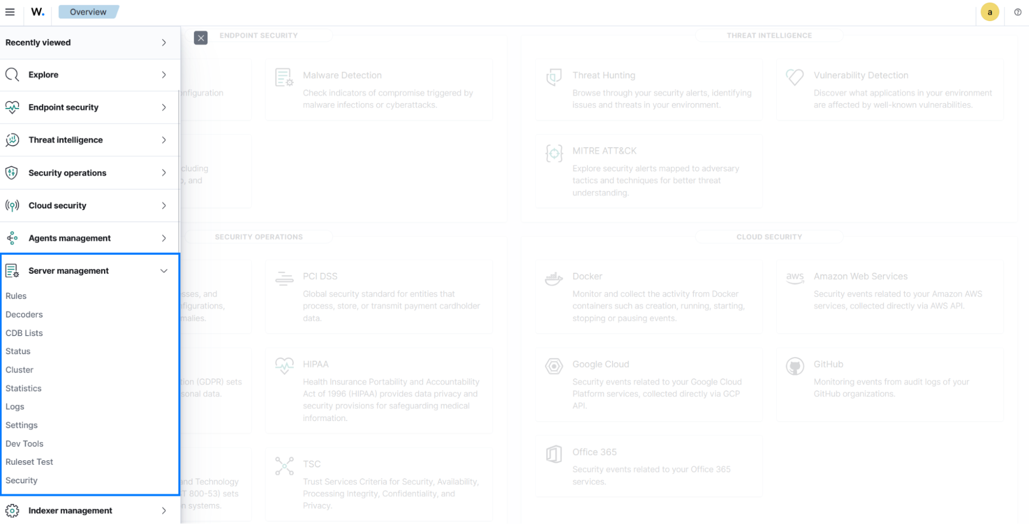 Navigating the Wazuh dashboard: Server management