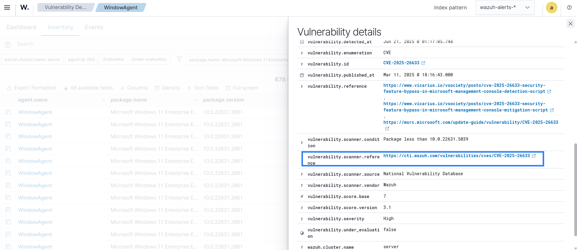 Inspect vulnerability details