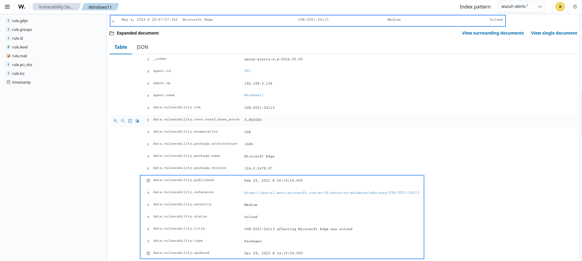 Windows vulnerability resolved alert